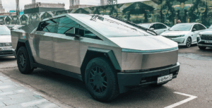 Picture of a parked Tesla Cybertruck
